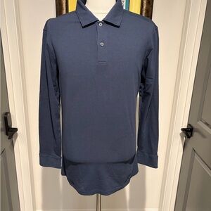 Mack Weldon Mens Navy Long Sleeve Polo